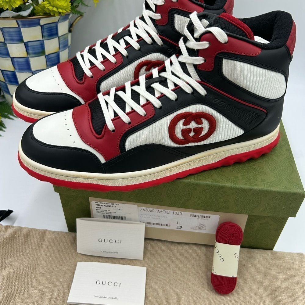 Men’s Gucci MAC 80 high top leather sneakers size 11 made in Italy - Picture 4 of 10